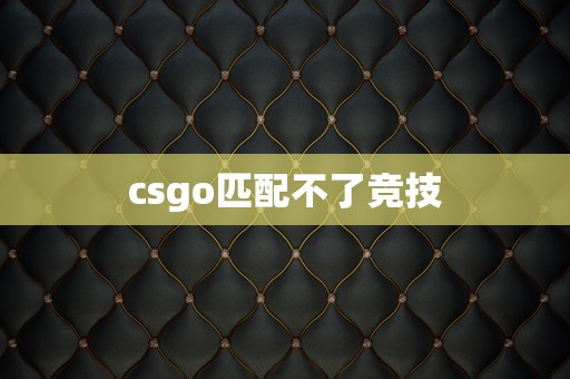 csgo匹配不了竞技