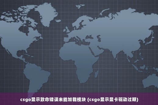 csgo显示致命错误未能加载模块 (csgo显示显卡驱动过期)