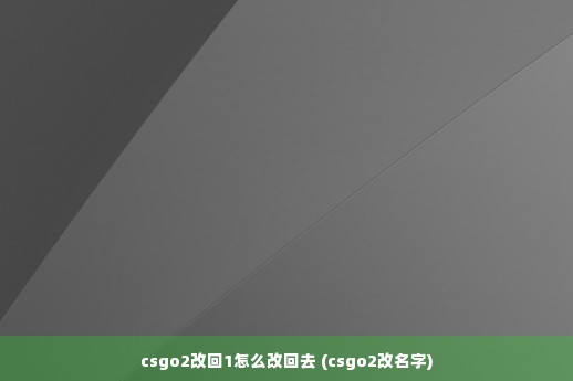 csgo2改回1怎么改回去 (csgo2改名字)