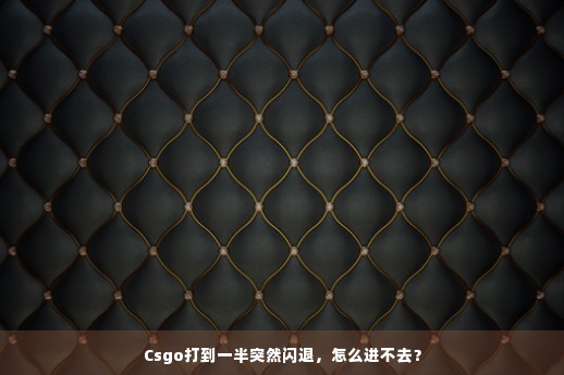 Csgo打到一半突然闪退，怎么进不去？