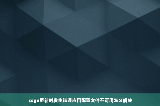 csgo更新时发生错误应用配置文件不可用怎么解决