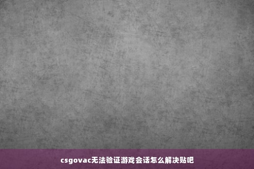 csgovac无法验证游戏会话怎么解决贴吧